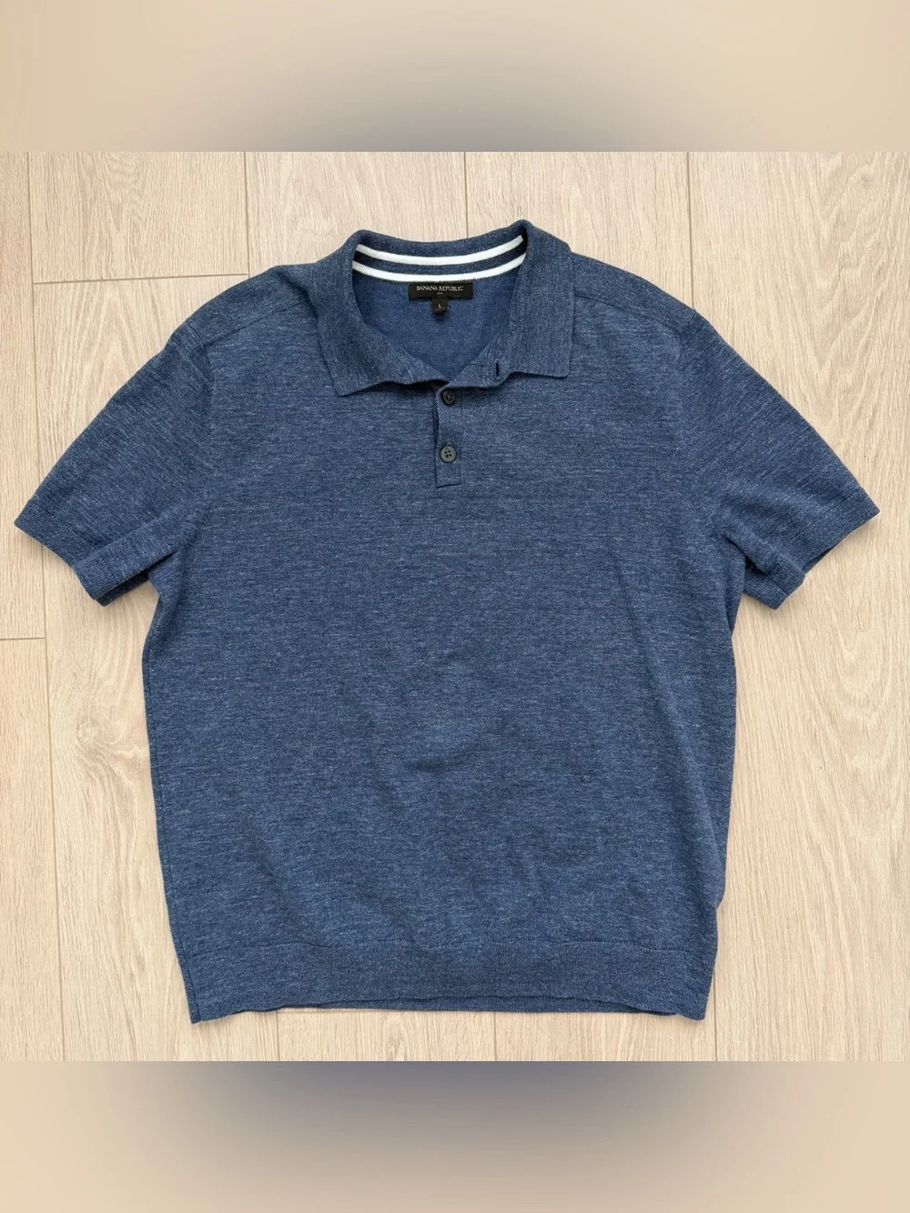 Banana Republic Men’s Navy Blue Knit Short Sleeve Polo Shirt Size Large